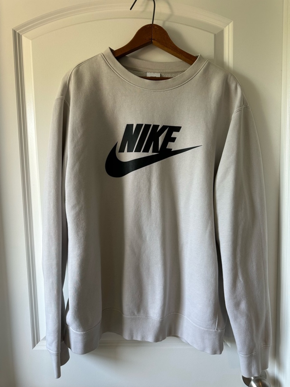 Nike Large Crewneck Sweatshirt - Light Gray with Black Logo